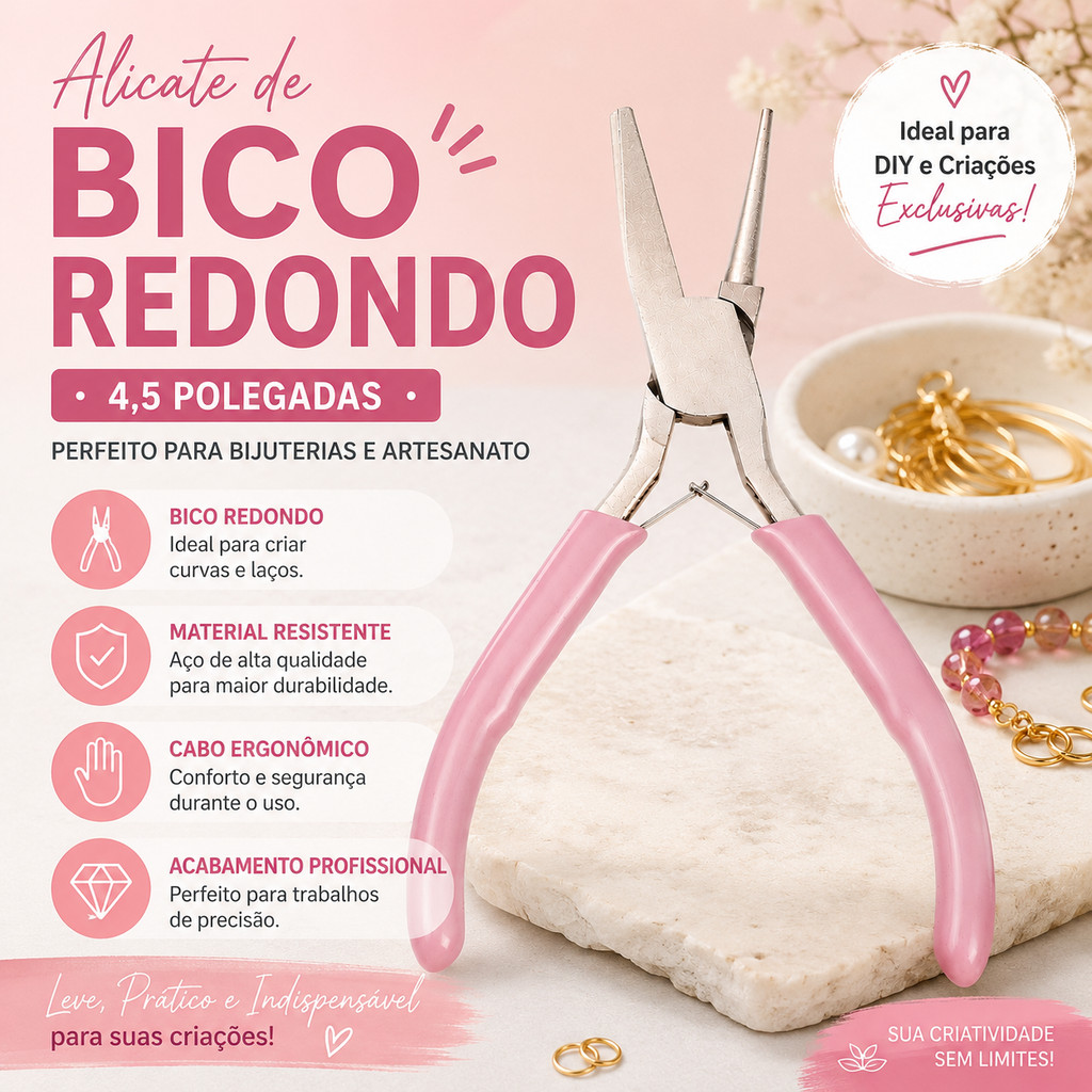 Alicate Redondo Concavo Profissional Mini de Precisao para Enrolamento de Fio Arame Joias Bijuteria Artesanato