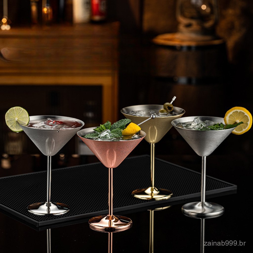 Copo de martini em aço inoxidável, copo de coquetel de metal, copo triangular, copo alto criativo, taça de bar, estilo i