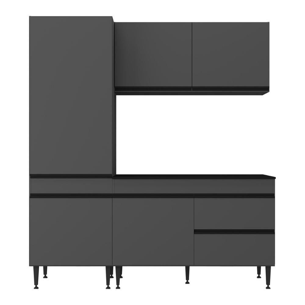 Cozinha Modulada Compacta Milano MP2402 6 Portas MDF MDP 181,5cm Grafite Multimóveis — imagem 2 de 2