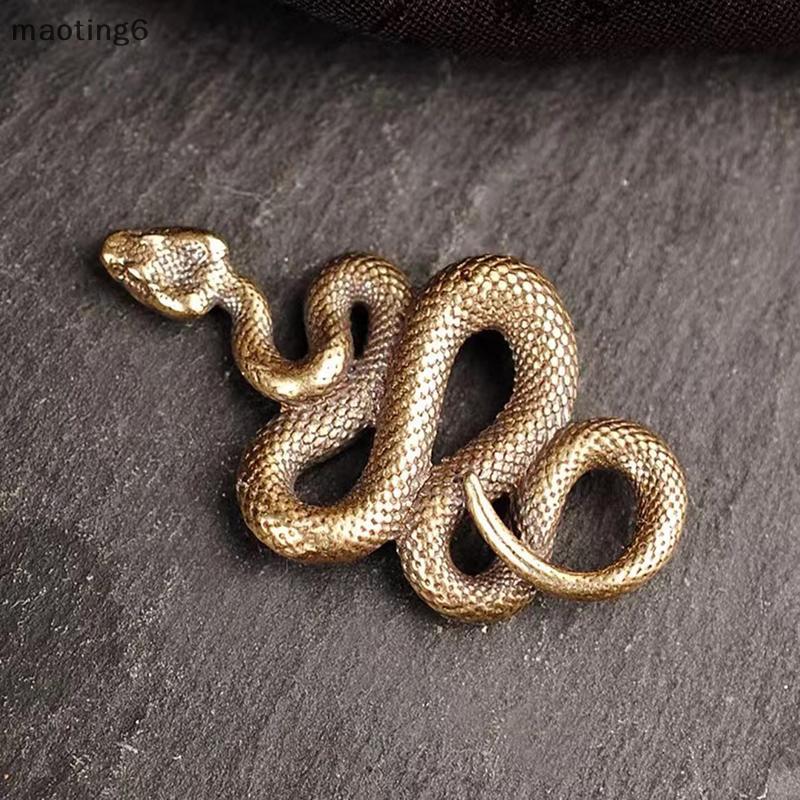 Mini Estátua De Cobra De Latão De Cobre , Ornamento De Estatueta De Decoração De Mesa De Bronze Antigo