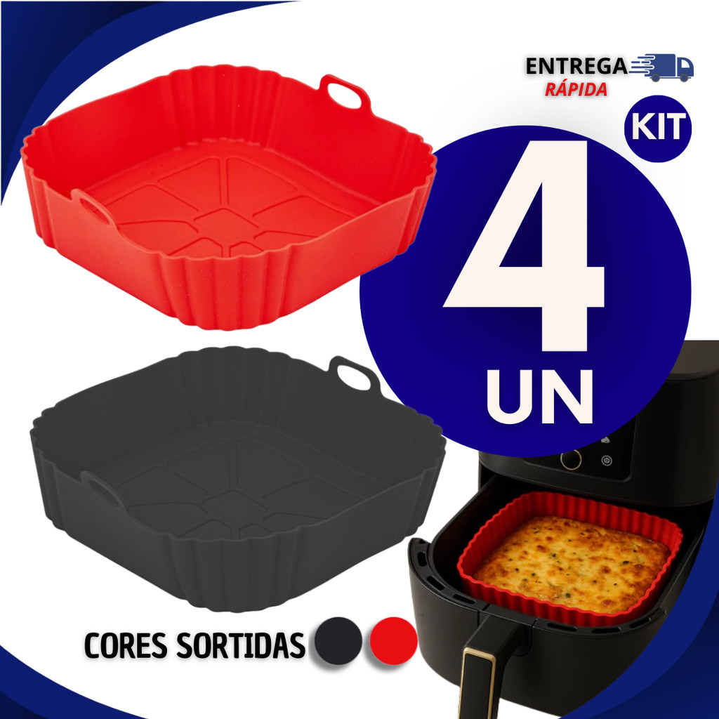 Forma Assadeira Quadrada Fritadeira Air Fryer Silicone Flexível Cozinha Sortidas Utilidades