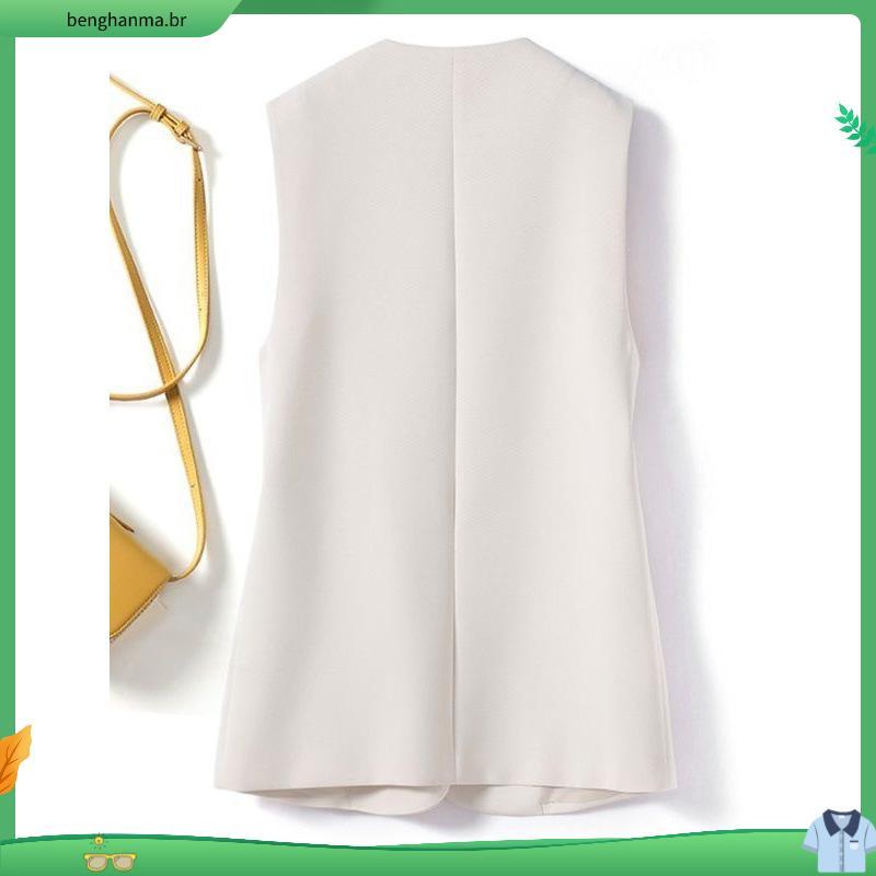 colete social feminino alfaiataria plus size blazer com forro acinturado slim branco max preto plus casaco colete fora