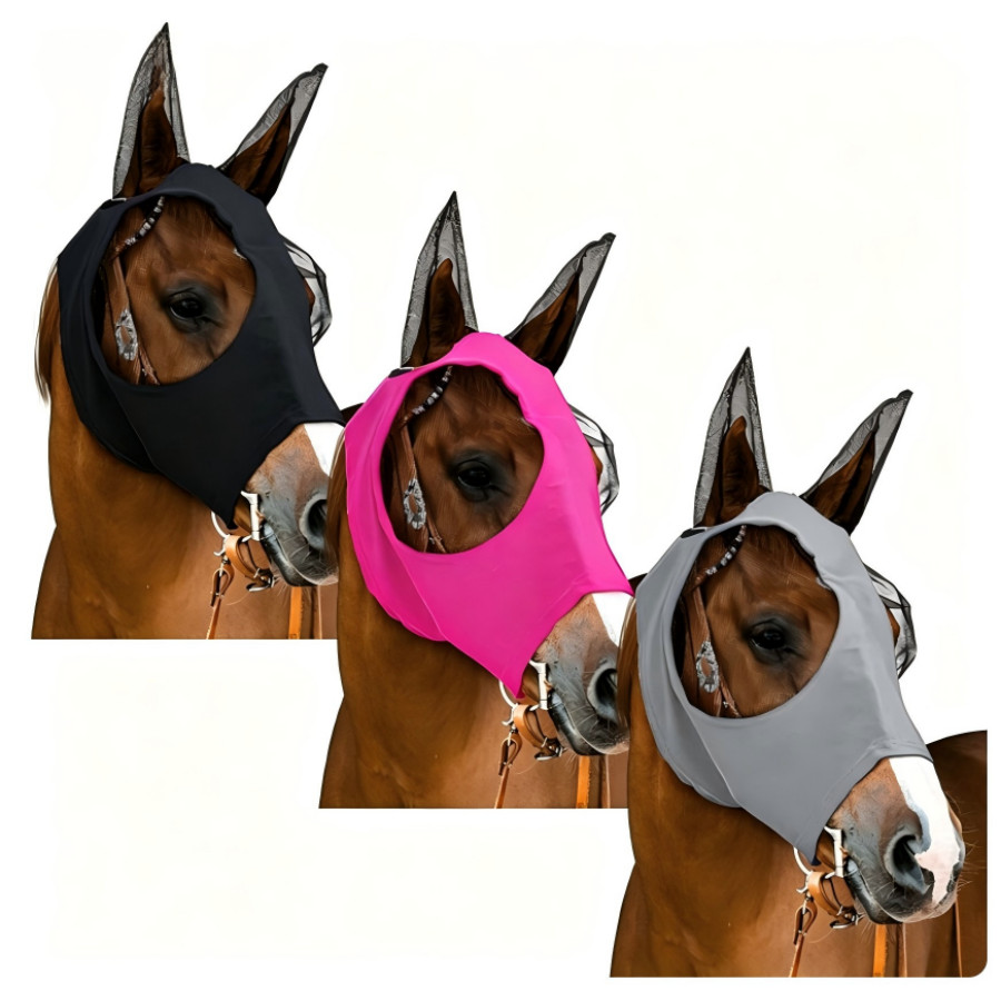 Máscara de Proteção UV Anti Moscas para Cavalo e Potro – Repelente Insetos – Respirável