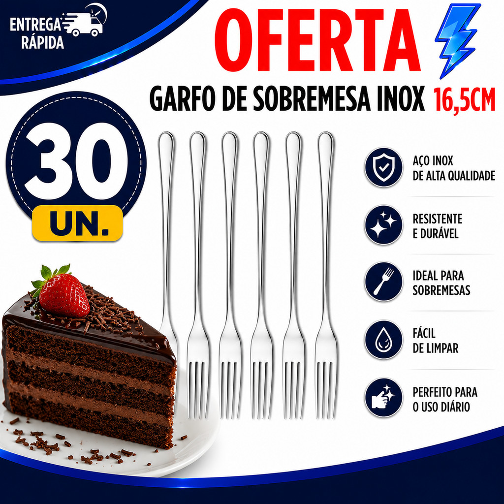 GARFO INOX PARA BOLOS DOCES FRUTAS E SOBREMESAS UTILIDADES DOMÉSTICAS