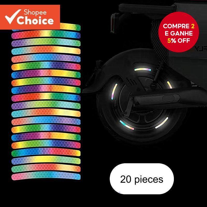 20 Pçs Cubo Da Roda Do Carro Forte Adesivo Reflexivo Aro Pneu Decorativo Motocicleta Veículo Elétrico Bicicleta Arco-Íri