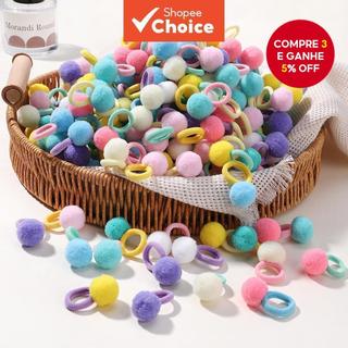 40 Pçs/Lote Menina Elástico Faixas De Cabelo Meninas Bola De Pelúcia Faixa De Borracha Pa…