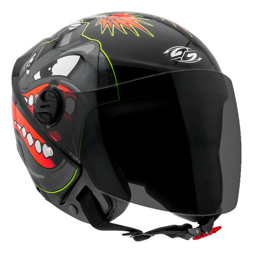 Capacete Moto Aberto Protork New Liberty Three 3 Bomb Preto Brilhante