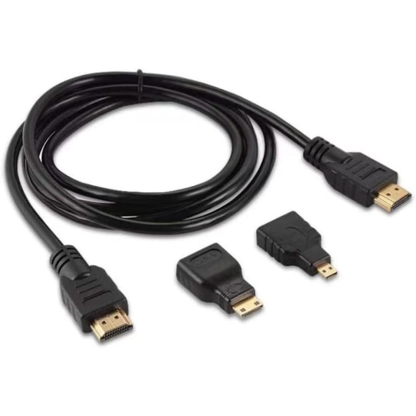 Kit Cabo Hdmi 1.5m 3x1 C/ Adapt. P/ Micro E Mini Hdmi
