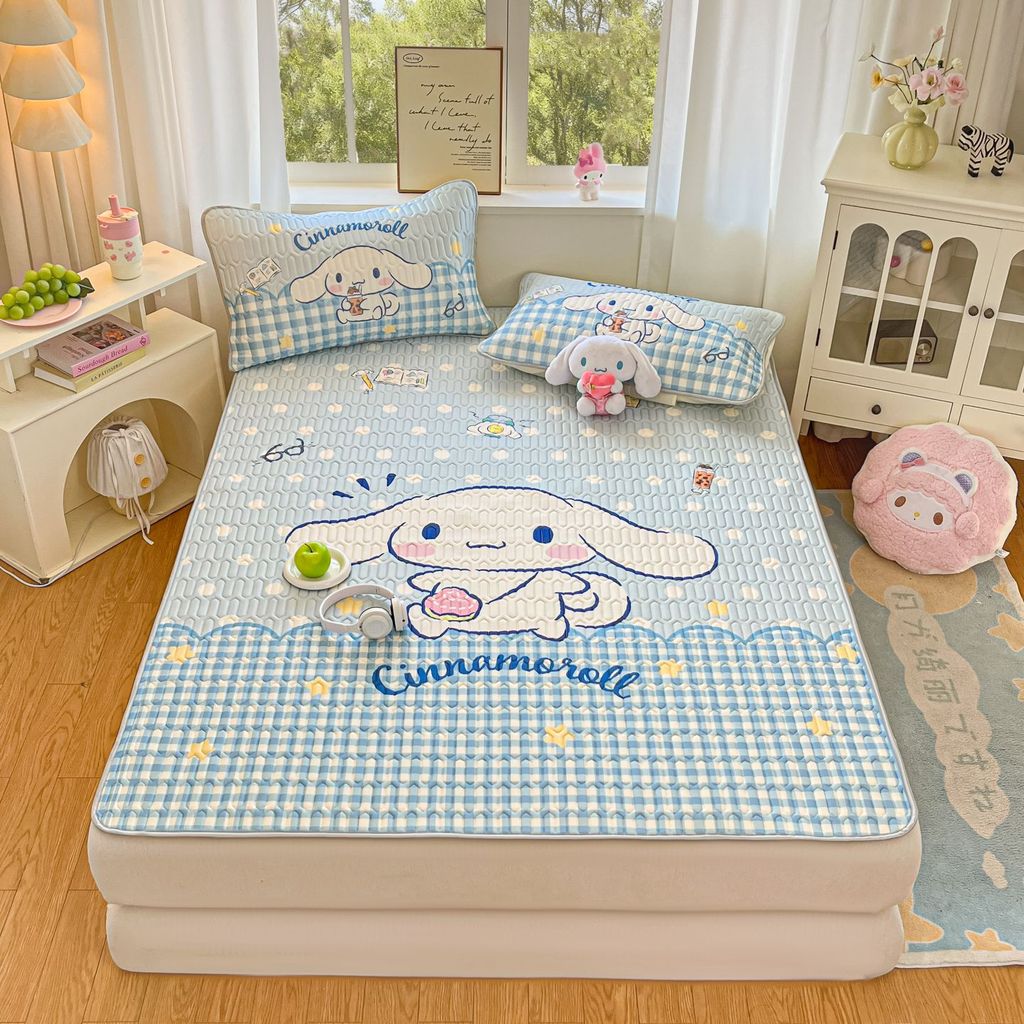 Yugui Dog Children's Latex Cool Mat Conjunto de três peças de seda gelada verão lavável menina desenho animado tapete ma