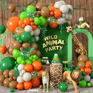 Floresta verde tema Animal balão conjunto crianças menino festa de aniversário abertura decoração arco fundo decoração
