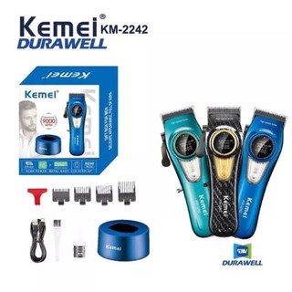 Maquina De Cortar Cabelo Recarregável com Base Profissional 9.000 RPM Kemei KM-2242
