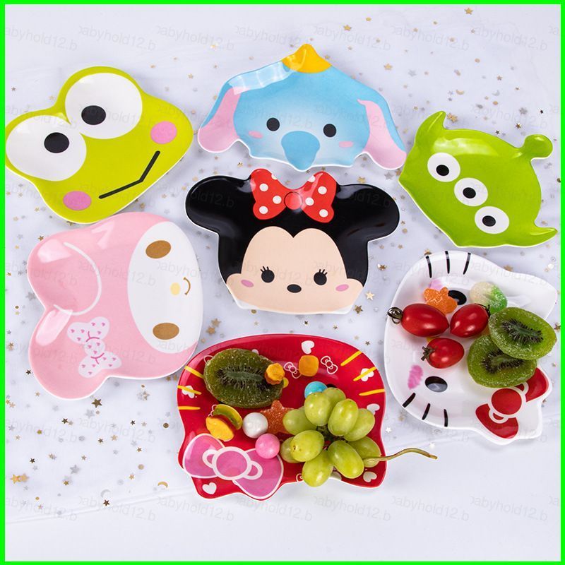 BB12 Hello Kitty Melodia Mickey Minnie Dos Desenhos Animados Nova Forma Criativa Prato De Melamina Pequeno Lanche