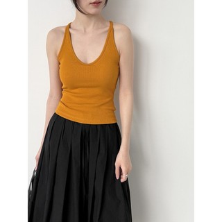 Laranja simples High-End peito almofada de uma peça sem mangas pequena camisola feminina 2026 novo estilo bonito volta i