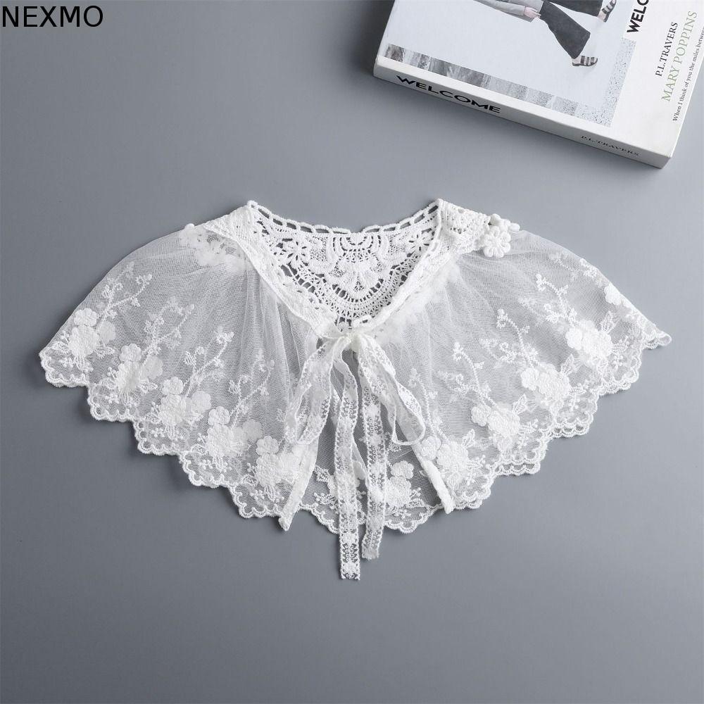 Colar Falso De Renda Bordada NEXMO , Blusa De Capa , Coleiras Falsas , Lenços De Flores Com Manto