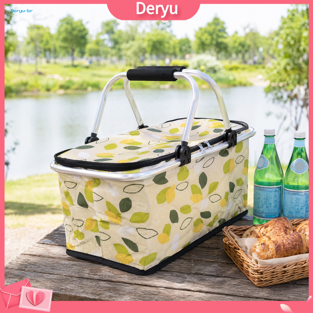 Tear-resistant Picnic Bag Outdoor Basket Insulated Foldable Thermal Lunch Cooler Heavy Duty Aluminum Foil Food Storage C