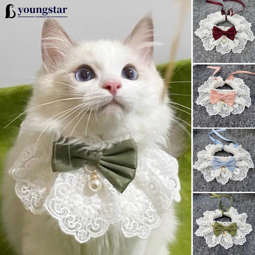 YOUNGSTAR Laço Bowknot Pérola Colar Gato Cão Neckerchief Pet Gatinho Filhote De Cachorro Corda Babador Gravata Pescoço A