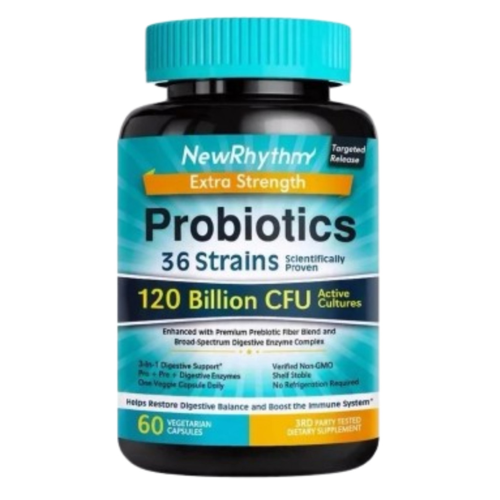 Kits NewRhythm Probiotics 120 bilhões de UFC 36 cepas 60 cápsulas vegetais