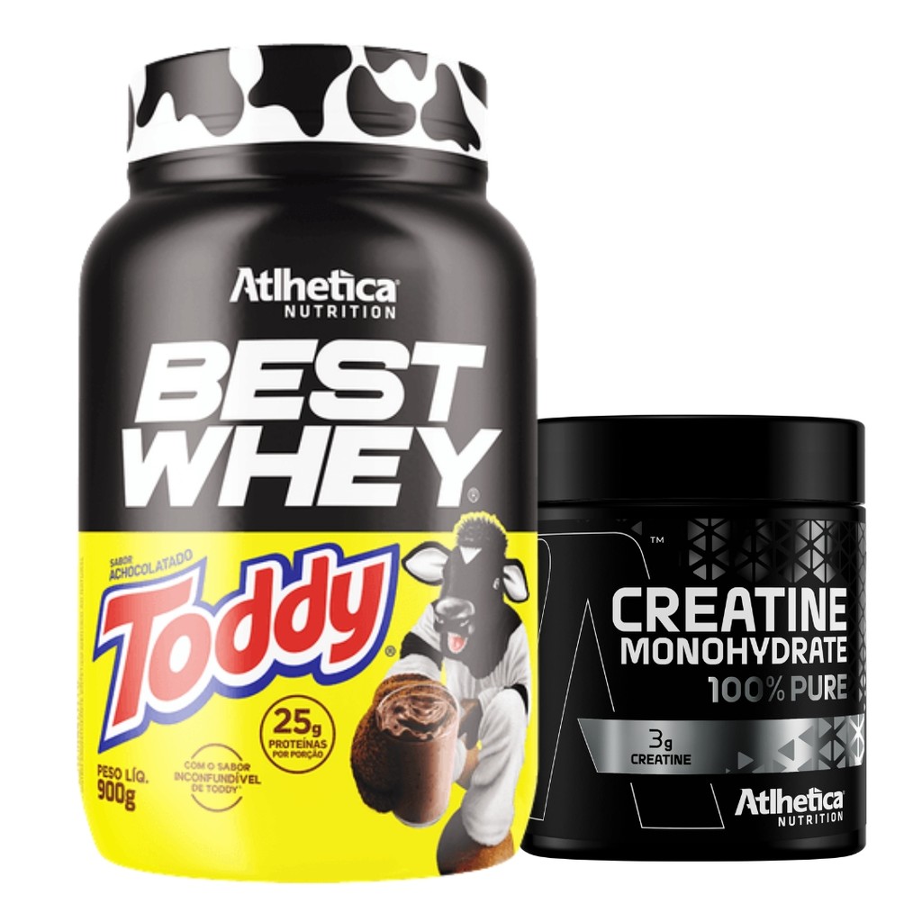 Kit Best Whey Toddy 900g Creatina Monohidratada Atlhetica