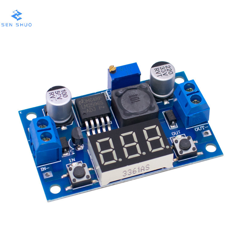 Módulo de placa Buck ajustável LM2596S DC DC com display Digital voltímetro display 12V 24V a 5V 3A