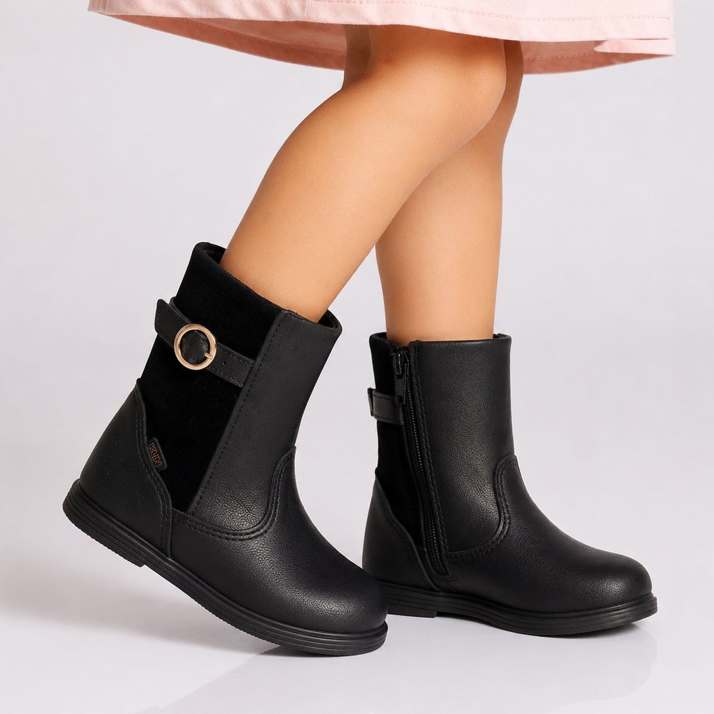 Bota Infantil Menina Klin Miss Cano Médio Anatômica Confortável  Original  Preto