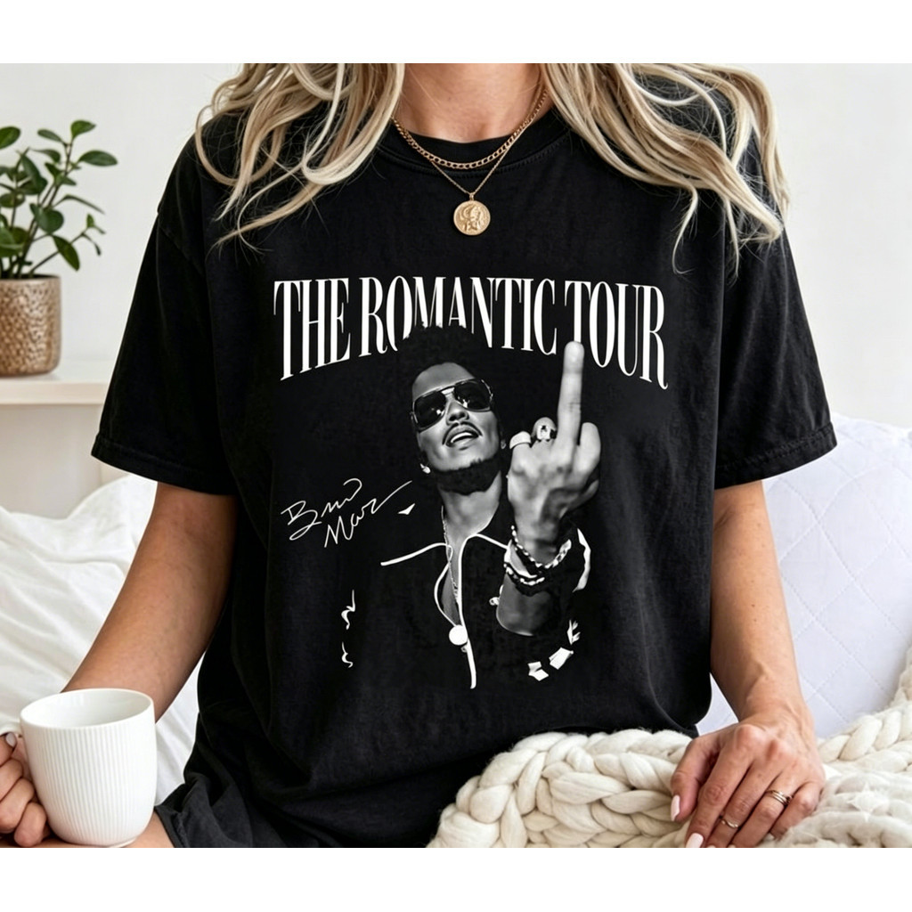 [Premium em Algodão Puro]SG Camiseta Unissex Bruno Mars The Romantic Tour 2026  Exclusiva Confortável Premium Estilosa M