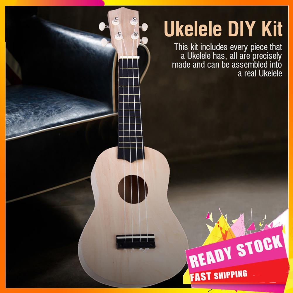 Gfgfgfgg Diy kits violoncelo 21 Polegada diy material basswood 4 cordas ukulele kit instrumento acessório portátil de