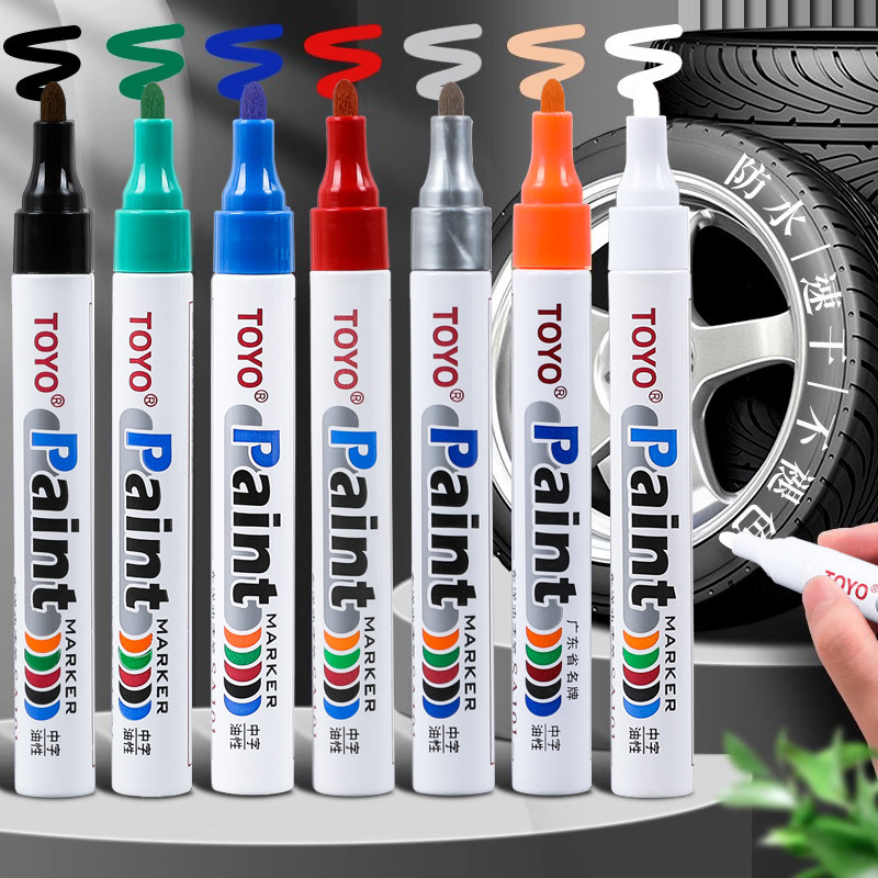 Caneta de tinta dourada Toyo Marcador Industrial à prova d'água e não desbotado Preto Branco Reparação de pneus de carro