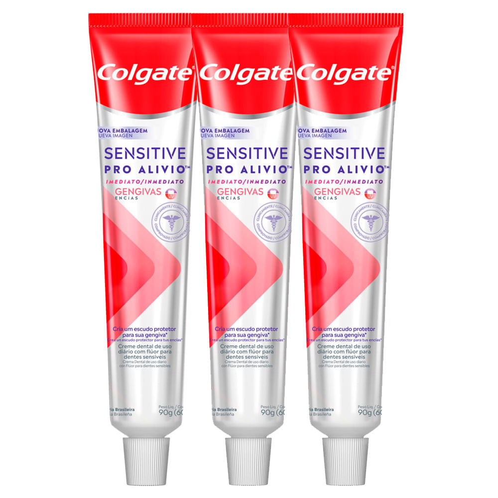 Kit 3 Creme Dental Colgate Sensitive Pro Alívio Imediato Gengivas 90g