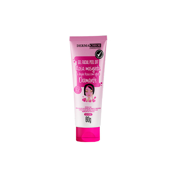 Gel Facial Peel Off Rosa Mosqueta Efeito Diamante Dermachem 60g - Hidratação Clareadora Glow Facial Skincare