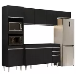 Armário de Cozinha Modulada 4 Peças CP10 Balcão Preto - Lumil