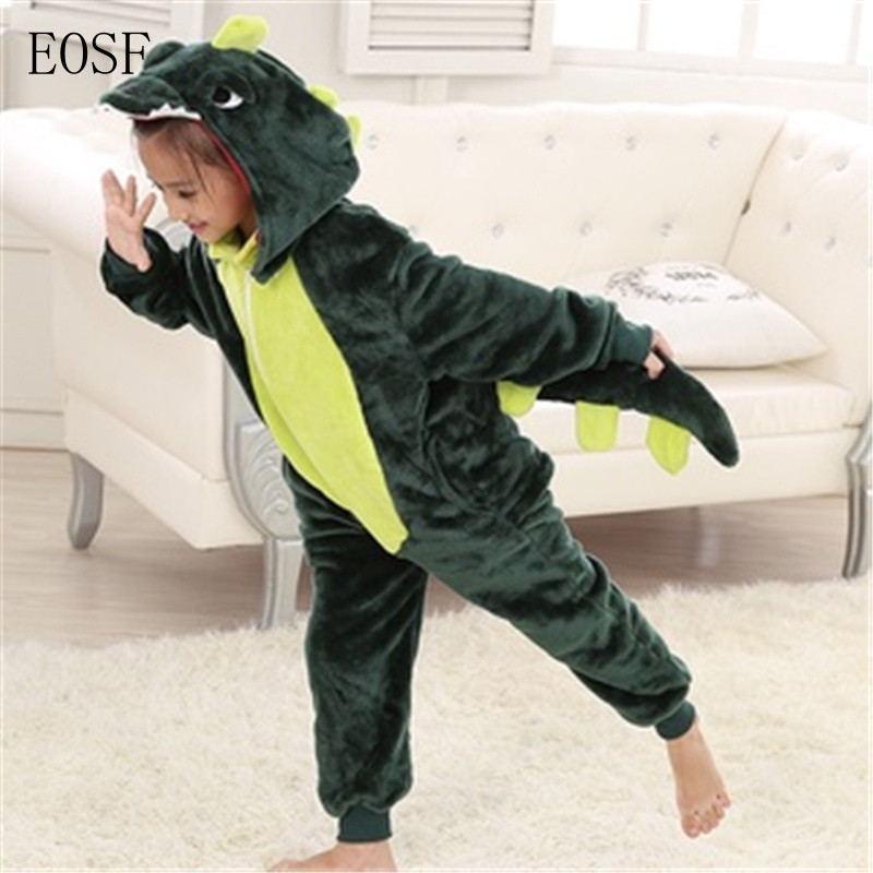 Pijama Infantil Kigurumi de Inverno para Meninos e Meninas, Roupa de Dormir de Unicórnio, Fantasia de Animal, 2-8 Anos L