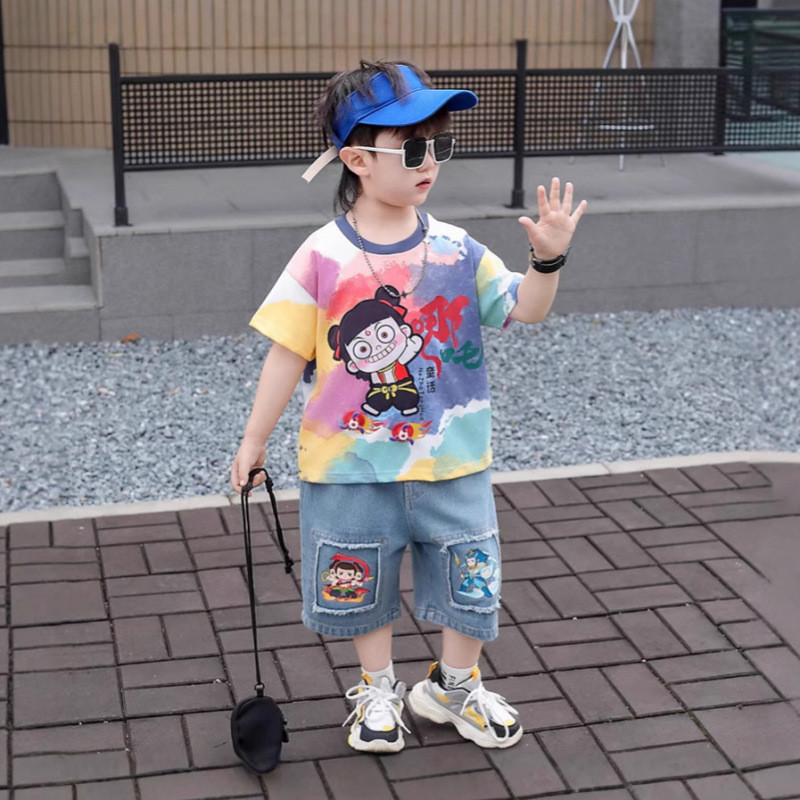 Roupas infantis meninos roupas ternos e ternos Nezha roupas meninos ternos de verão 2026 novo estilo roupas infantis na 
