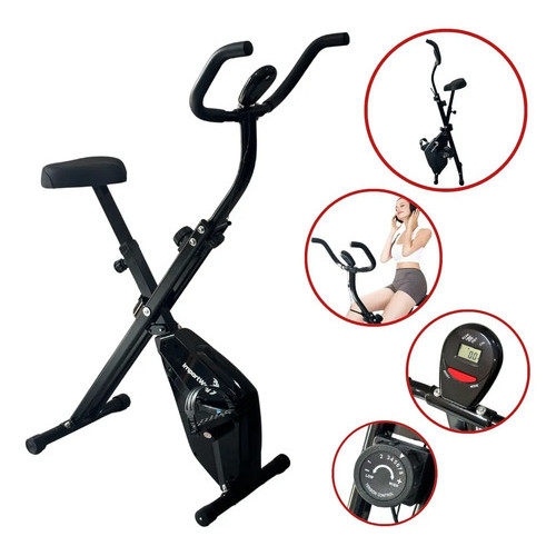 Bicicleta Ergométrica Vertical Dobrável Flywheel 2kg 8 Níveis Monitor Cardíaco