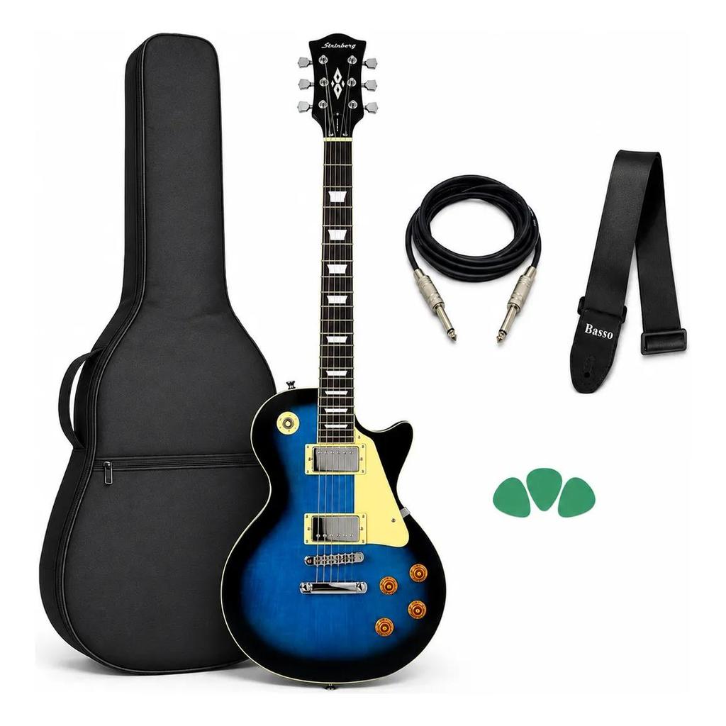 Kit Guitarra Strinberg Sps230 Bl Com Capa Destro Azul Techni