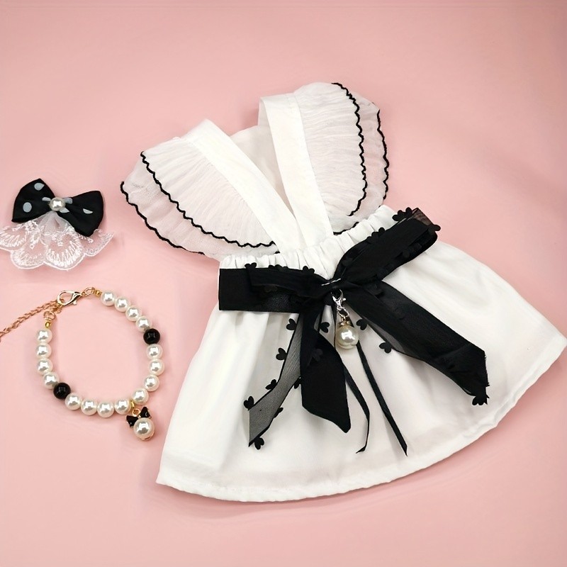 Vestido De Gato , Cachorro Noiva , Colar , Gravata Borboleta , Roupas
