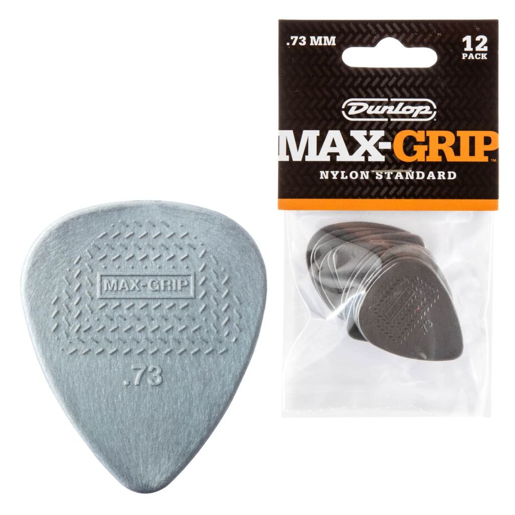 PACK 12 PALHETAS MAXGRIP NYLON 0.73MM 449P.73 DUNLOP CINZA