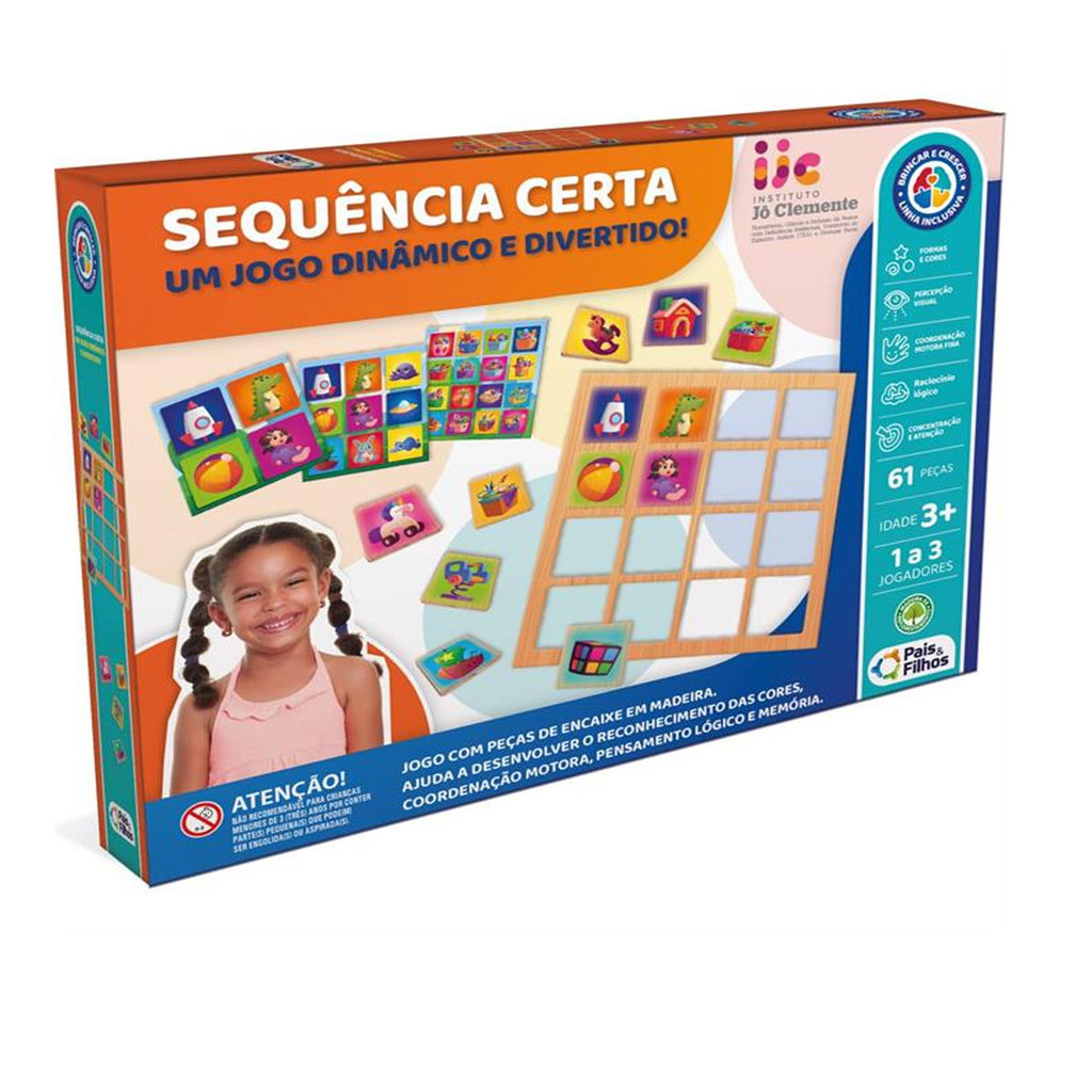 Brinquedo Jogo Pedagógico Sequência Certa - Pais e Filhos