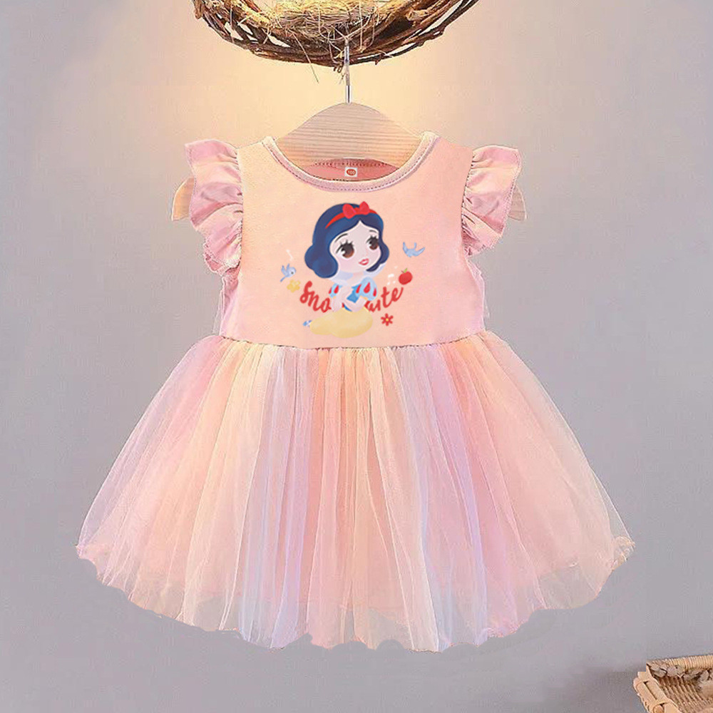Meninas vestido de verão crianças de manga curta Pettiskirt crianças vestido de princesa vestido de menina branco de nev
