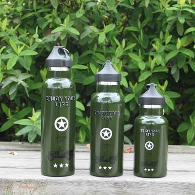 Genuíno aço inoxidável dupla camada camuflagem copo térmico garrafa de água esportes garrafa de água militar ventilador 