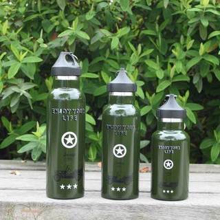 Genuíno aço inoxidável dupla camada camuflagem copo térmico garrafa de água esportes garrafa de água militar ventilador 