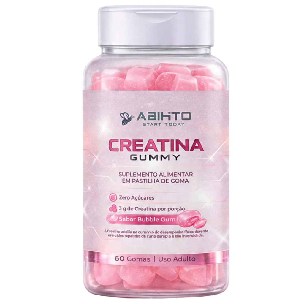 Creatina Monohidrata Gummy  c/60 Gomas Abihto Bubble Gum (Chiclete) 3g
