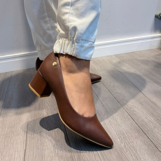 Sapato Scarpin Vizzano Salto Grosso Medio Social Confortavel-Preto,37 BR(Preto,37 BR)