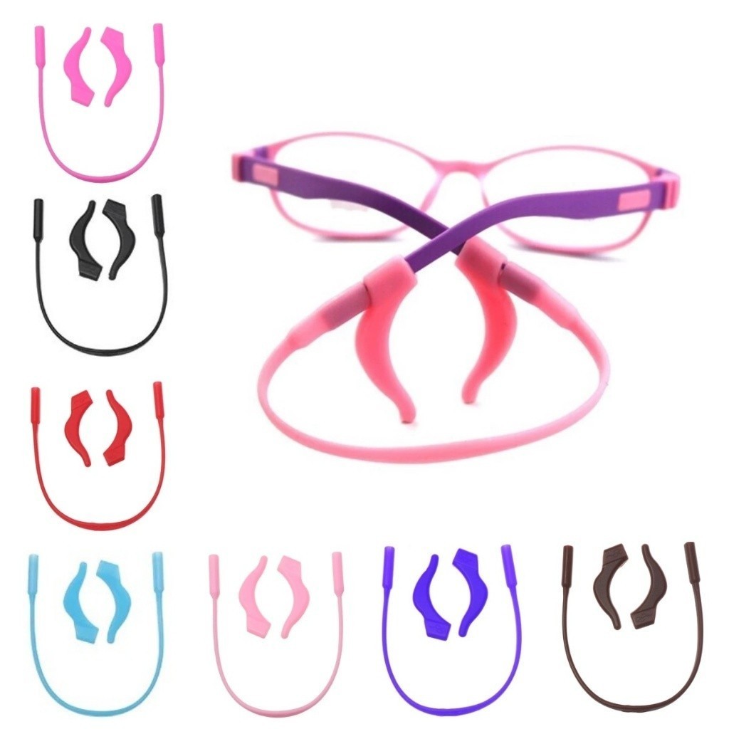 Cordão de silicone para óculos de criança + gancho para óculos infantil -BR (Multicolor)