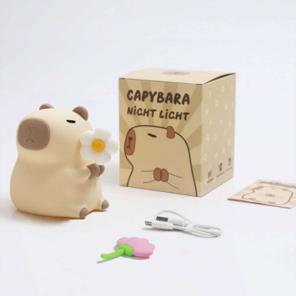 [Venda quente] Kapibara Night Light Presente de aniversário Pêndulo Voz inteligente Luzes coloridas Cobaia Pat Night Lig