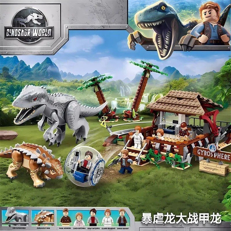 Lego 76951 Transportador de Dinossauros, Bombeiro, Ladrão, Dragão, Espinossauro, Blocos de Montar, Brinquedo para Menino