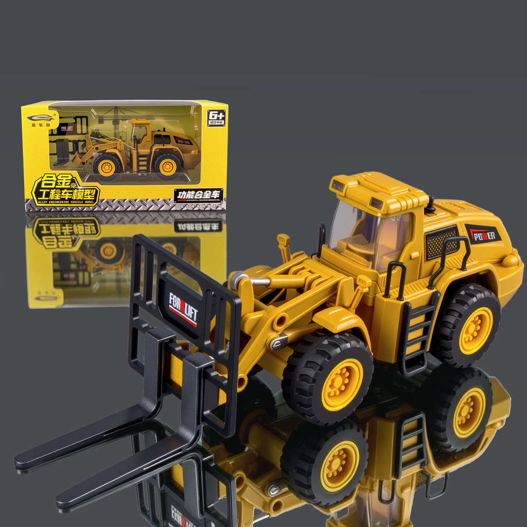 Modelo liga menino efeito sonoro empilhadeira iluminação brinquedo Bulldozer locomotiva cabeça engenharia veículo rolo e