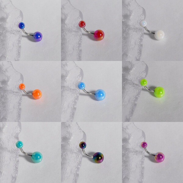 piercing umbigo bijuterias femininas ❖Revestimento acrílico umbigo prego nicho quente menina umbigo anel de aço inoxidáv