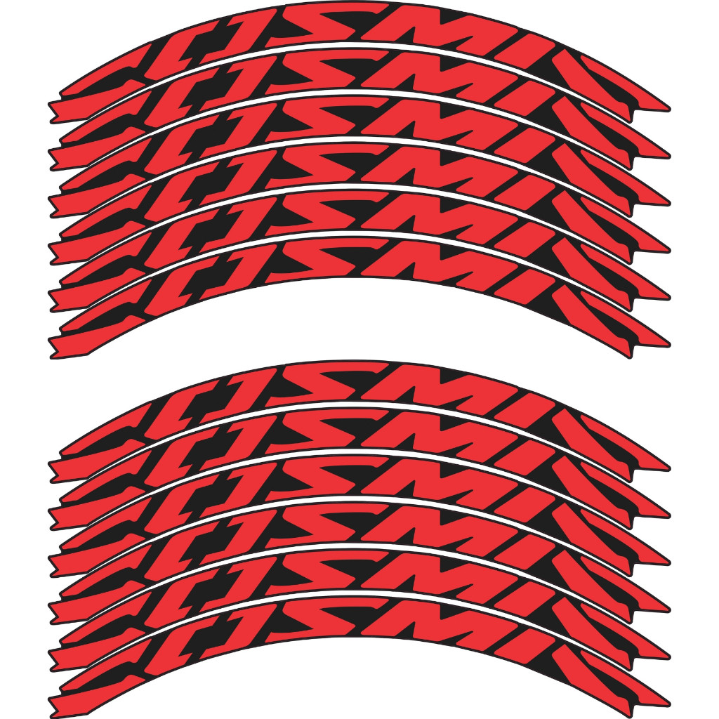 Kit com 12 Adesivos de Roda de Bicicleta Compatível Cosmic MB Aro 27, 27.5, 29 e Speed Vermelho