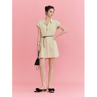 CLMX Cor Pura Simples com Cinto Saia Pele Delicada Cortina Leve 80 Tecido Simples Camisa de Algodão Vestido Feminino