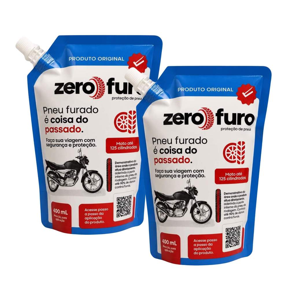 Kit 2 Selantes para Pneu 400ml Moto até 125 cilindradas Zero Furo Automotivo
